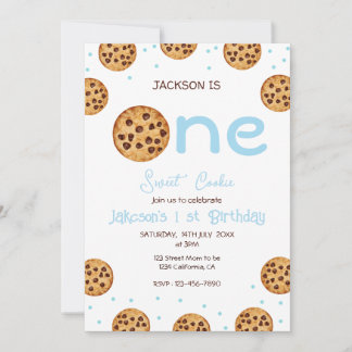 One Sweet Cookie Boy First Birthday Invitation