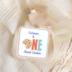 One Sweet Cookie Colorful First Birthday Square Sticker