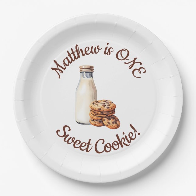 One Sweet Cookie!  First Birthday Party Paper Plates (Front)