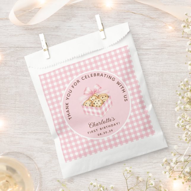 One Sweet Cookie Girl First Birthday Party  Favor Bag (Clipped)