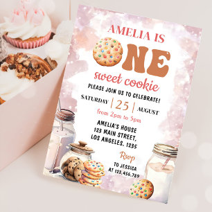 One Sweet Cookie Milk and Cookies First Birthday Invitation
