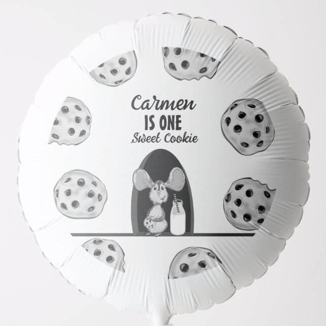 One Sweet Cookie Mouse First Birthday Balloon (Front)