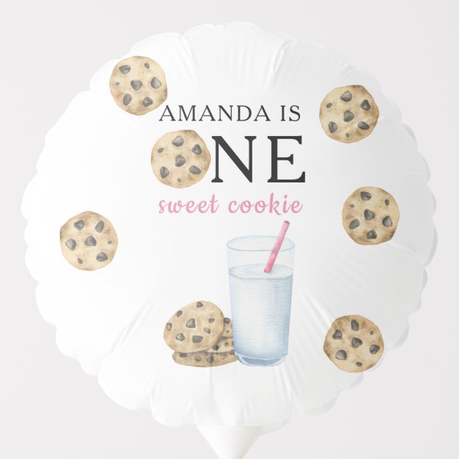 One Sweet Cookies & Milk Girl First Birthday   Balloon (Front)