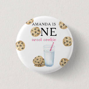One Sweet Cookies & Milk Girl First Birthday   Button