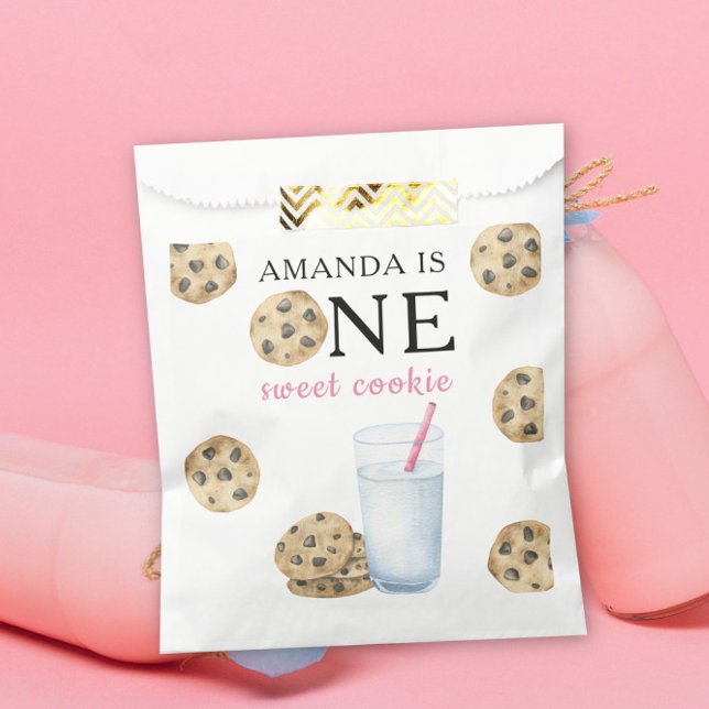One Sweet Cookies & Milk Girl First Birthday   Favor Bag (Creator Uploaded)