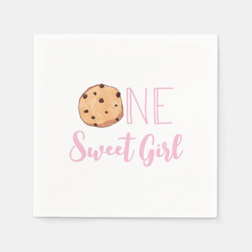 One Sweet Girl cookies and Pink stripes Birthday Napkins