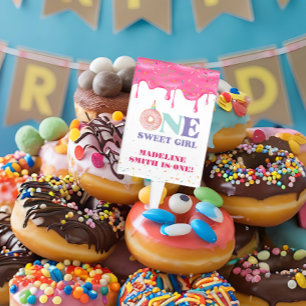 One Sweet Girl Pastel Unicorn Donuts Birthday Cake Topper