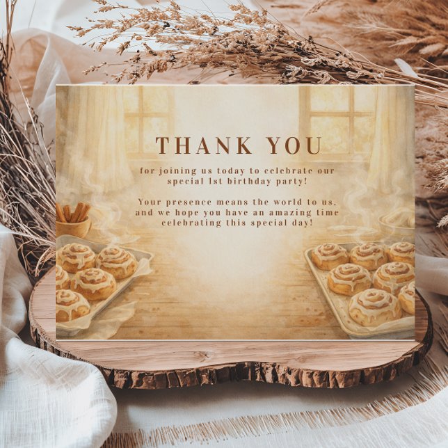 One Sweet Little Bun First Birthday Thank You Card (Creator Uploaded)