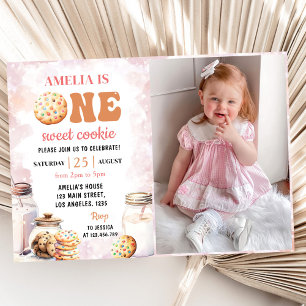 One Sweet Milk and Cookies First Birthday Photo Invitation