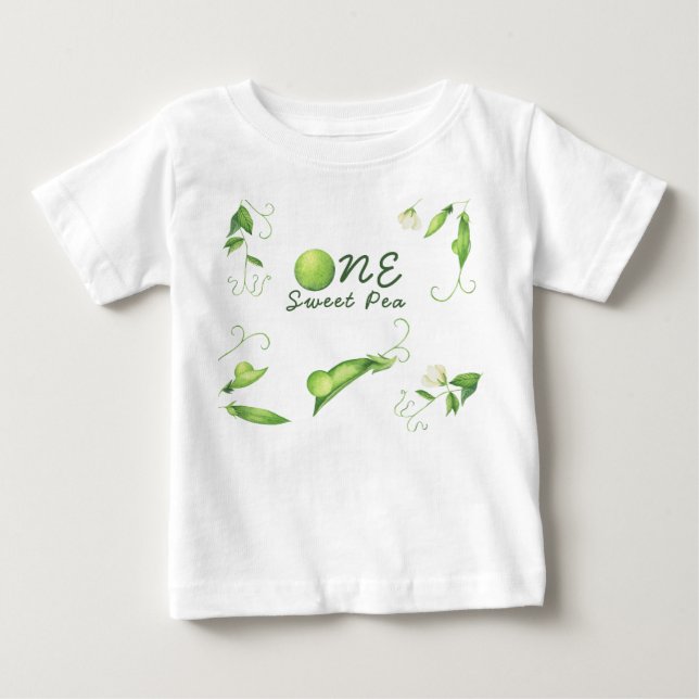 One Sweet Pea First Birthday Baby T-Shirt (Front)