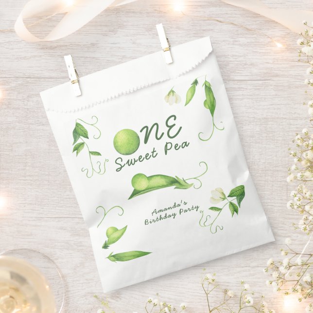 One Sweet Pea First Birthday Favor Bag (Clipped)