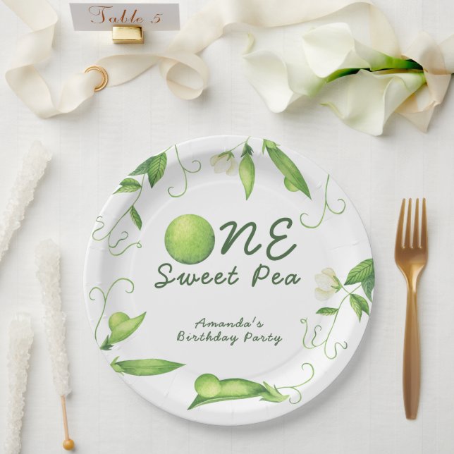 One Sweet Pea First Birthday Paper Plates (Wedding)