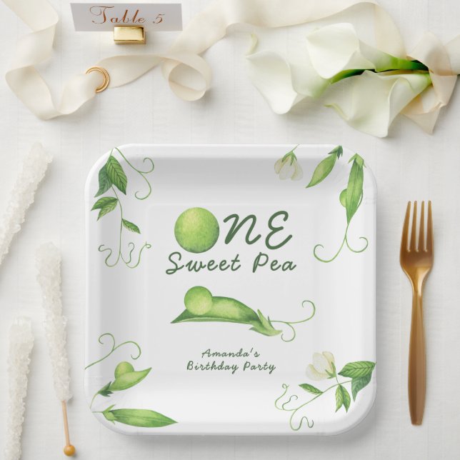 One Sweet Pea First Birthday Paper Plates (Wedding)