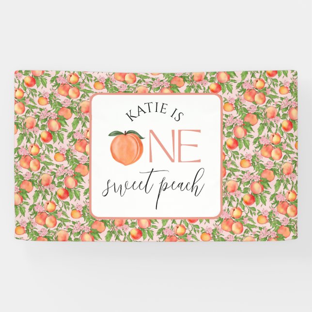 One Sweet Peach 1st Birthday Banner (Horizontal)