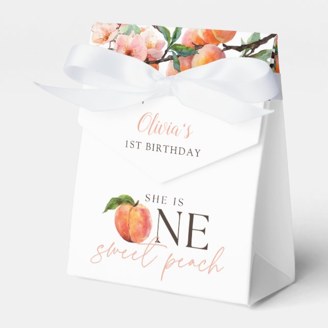 One Sweet Peach 1st Birthday  Favor Boxes (Front Side)