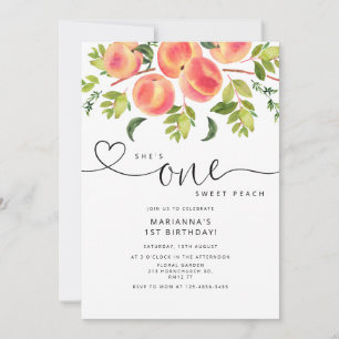 One Sweet Peach 1st Birthday Invitation