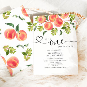 One Sweet Peach 1st Birthday Invitation