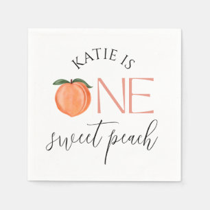 One Sweet Peach 1st Birthday Napkins