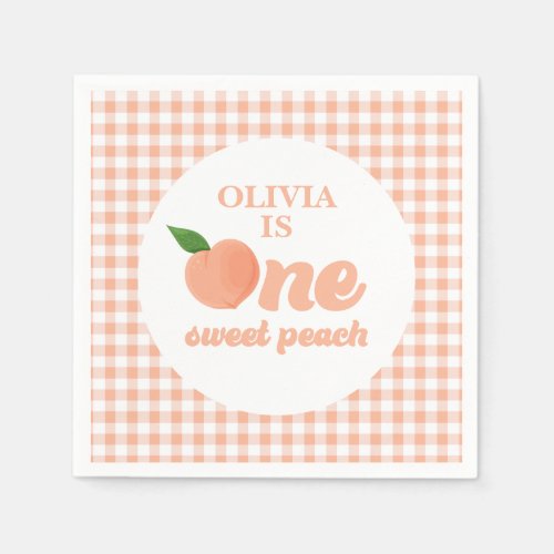 One Sweet Peach 1st Birthday Napkins