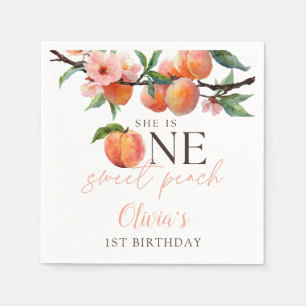 One Sweet Peach 1st Birthday  Napkins