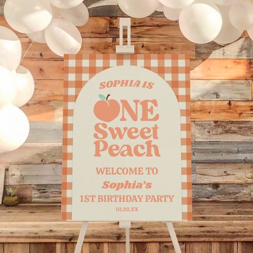 One Sweet Peach 1st Birthday Party Welcome Sign