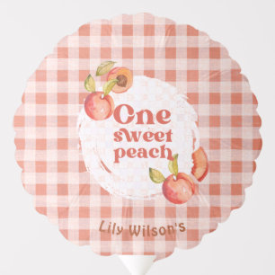 One Sweet Peach 1st Birthday Rustic Gingham Balloon