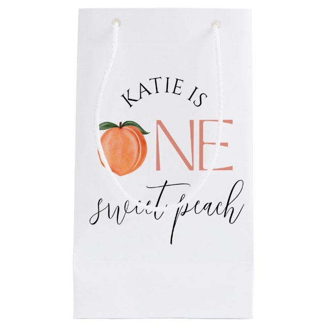 One Sweet Peach 1st Birthday Small Gift Bag (Front)