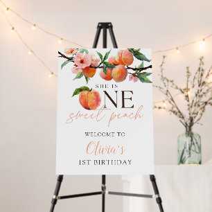 One Sweet Peach 1st Birthday Welcome Sign