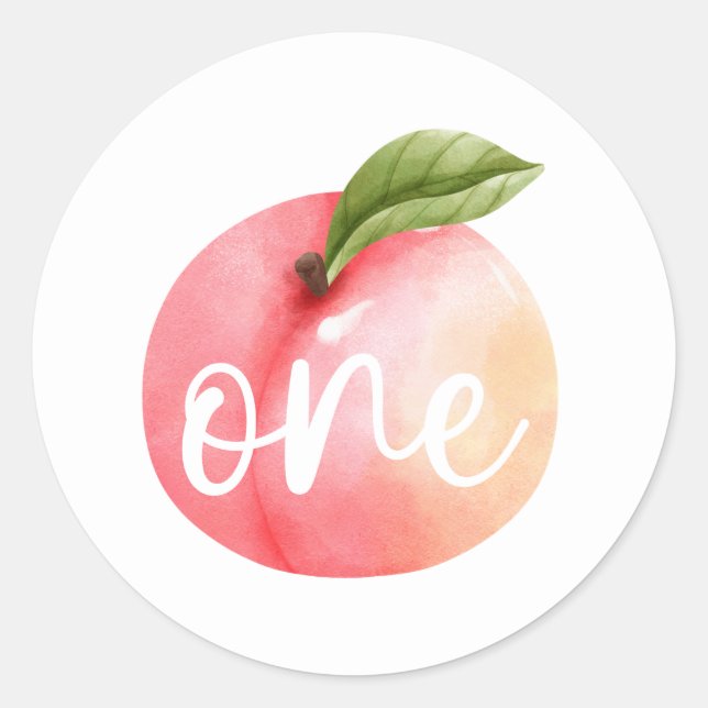 One Sweet Peach Birthday Classic Round Sticker (Front)