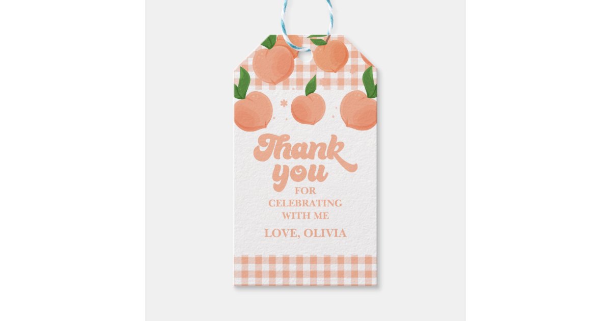 One Sweet Peach Birthday Gift Tags | Zazzle