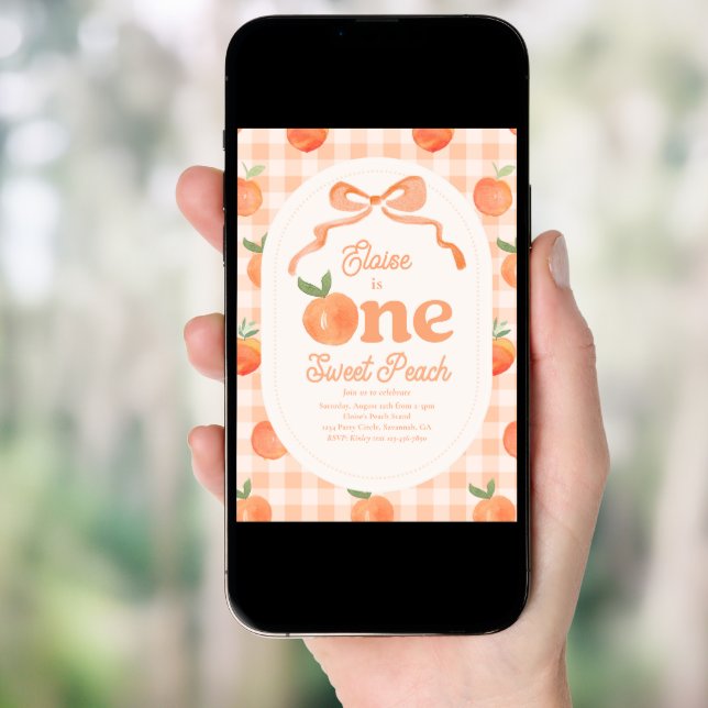 One Sweet Peach Birthday Invitation (Front Digital)