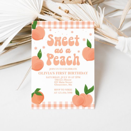 One Sweet Peach Birthday Invitation