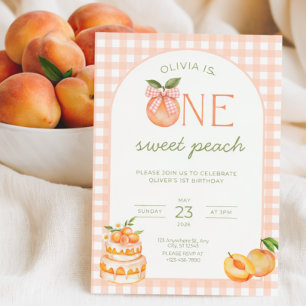 One Sweet Peach Birthday Invitation Girl 1st