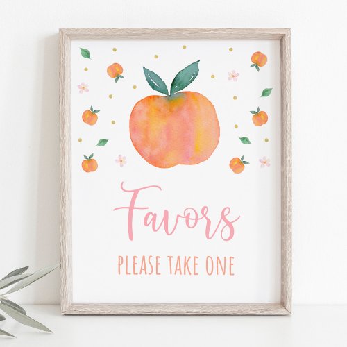 One Sweet Peach Birthday Party Favor Sign