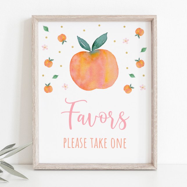 One Sweet Peach Birthday Party Favor Sign (Creator Uploaded)