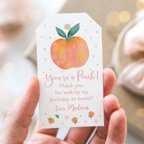 One Sweet Peach Birthday Thank You Gift Tags