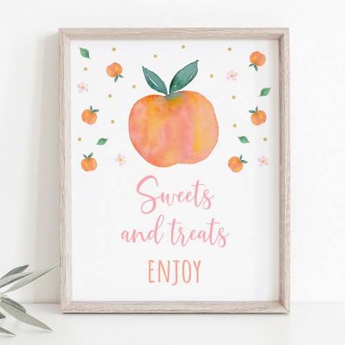 One Sweet Peach Birthday Treats Sign