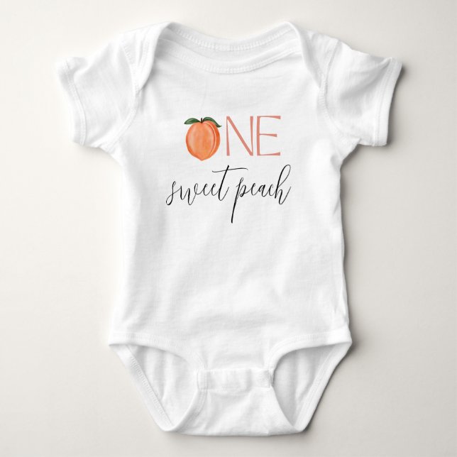 One Sweet Peach First Birthday Baby Bodysuit (Front)
