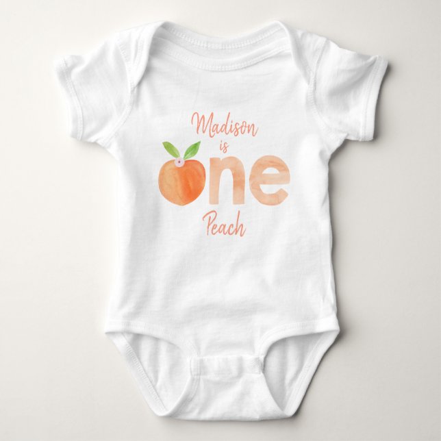 One Sweet Peach First Birthday Baby Bodysuit (Front)