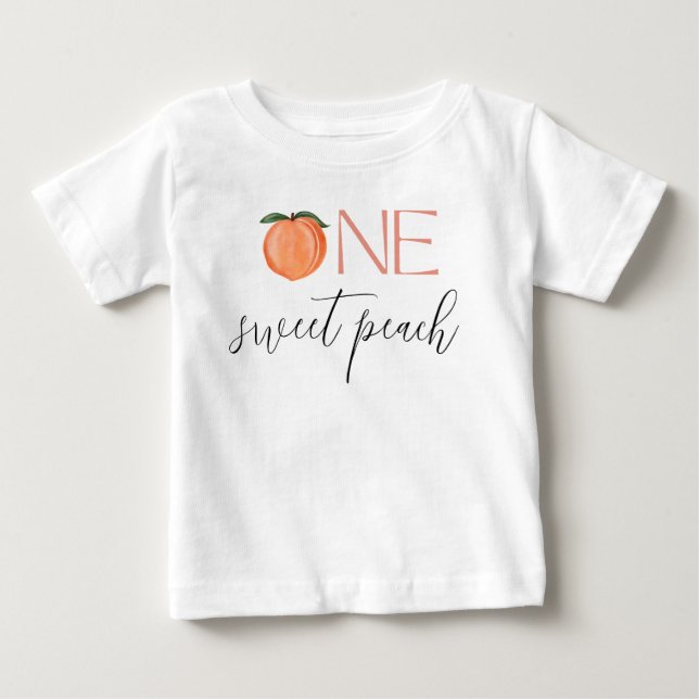 One Sweet Peach First Birthday Baby T-Shirt (Front)