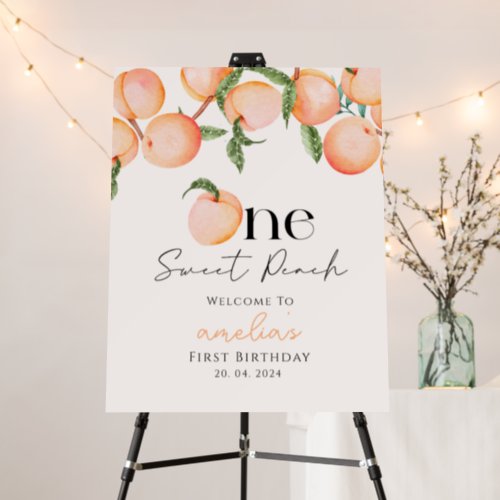 One Sweet Peach First Birthday Foam Board