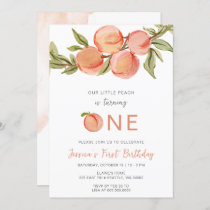 One Sweet Peach First Birthday Invitation