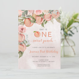 One Sweet Peach First Birthday Invitation