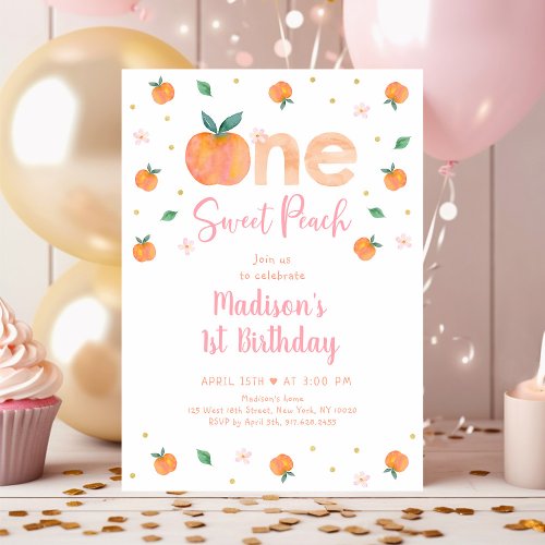 One Sweet Peach First Birthday Invitation