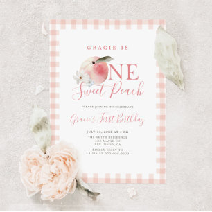 One Sweet Peach First Birthday Invitation