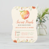 One Sweet Peach First Birthday Invitation (Standing Front)