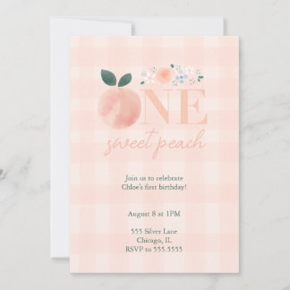 One Sweet Peach First Birthday Invitation