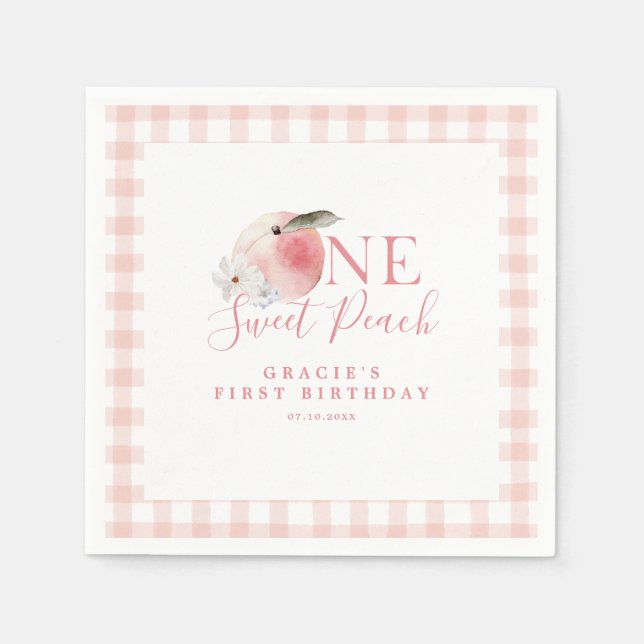 One Sweet Peach First Birthday Napkins (Front)