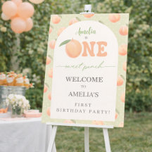 One Sweet Peach First Birthday Party Welcome Sign