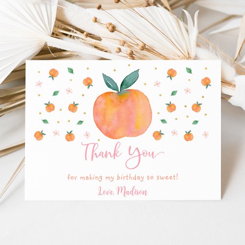 One Sweet Peach First Birthday Thank You Card